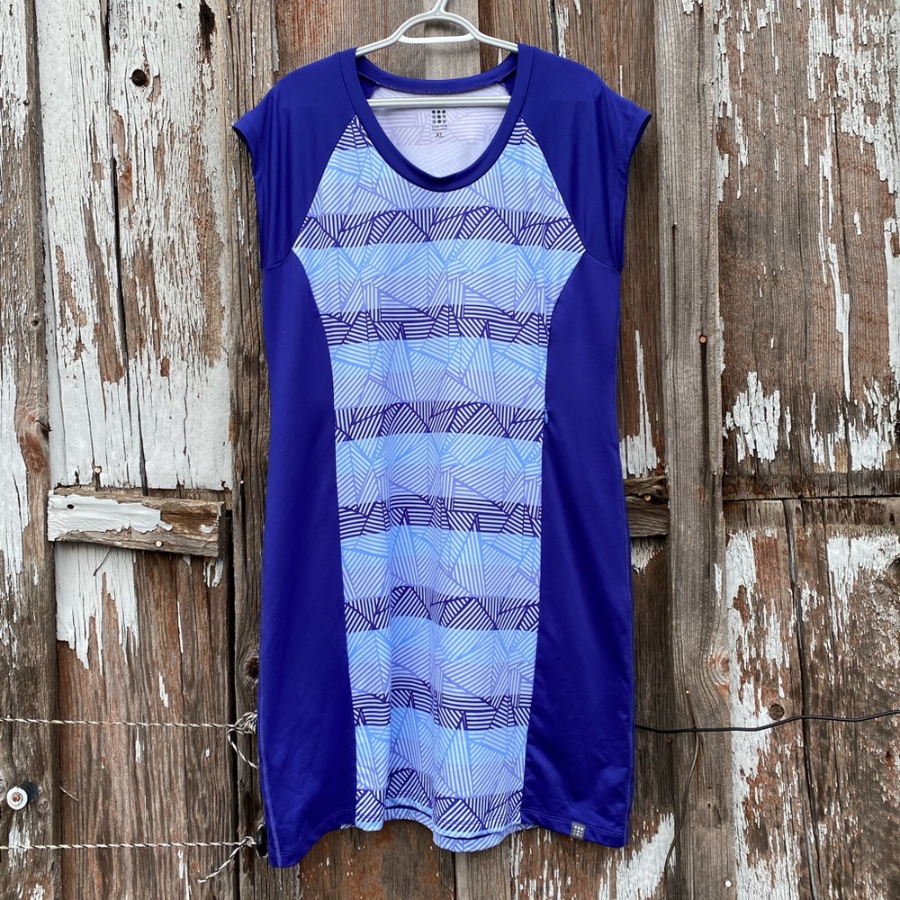 Title Nine Women's Shift Style Gidget Dress XL In Geometric Print Royal Blue